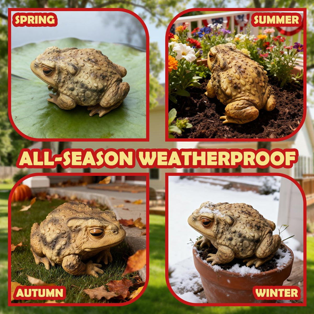 Sunthus Toad Frog Figurine for Outside Garden Resin Statue Outdoor