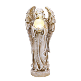 TERESA'S COLLECTIONS Angel Garden Solar Resin Fairy Glass Ball Statue 11"