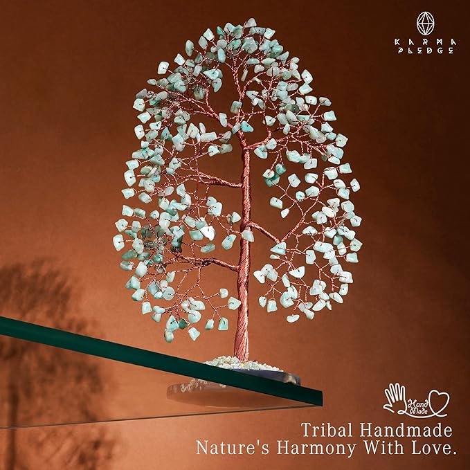 Crystal Trees for Home and Office Decoration, Amazonite Chakra Healing Crystals Feng Shui Handmade Trees for Positive Energy, Money, Good Luck, Christmas Decor, Birthday Gifts for Women, Mom