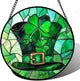 QZQCBLC Stained Glass Window Hanging Green Lucky Clover Hat Large 15" - Suncatcher Door Garden Sun Catcher Ireland Decor Birthday Mother's St. Ripack's Day Gift for Woman Mom Men Friend Nana Wife