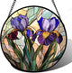 HWRHTR Stained Glass Window Hanging, Purple Blue Iris Birth Flower Suncatcher for Doors Garden Yard Sun Catchers Decor Christmas Mother's Day Birthday Gifts for Teacher Women Mom Nana Wife 15 in