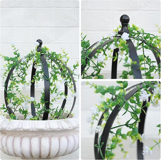 GOOOXIM 2-Piece Metal Garden Trellis Obelisk for Climbing Plants – 12.6 x 17.5 Inches - Stylish Topiary Frame for Outdoor Roses and Potted Plants – Durable Powder Coated Finish