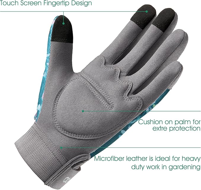 COOLJOB Small Gardening Work Gloves for Women Ladies, Thorn Proof for Rose Pruning, Cactus Handling, Blackberry Bush Planting, Puncture Resistant Anti-Slip Flexible, 1 Pair S Green Glower