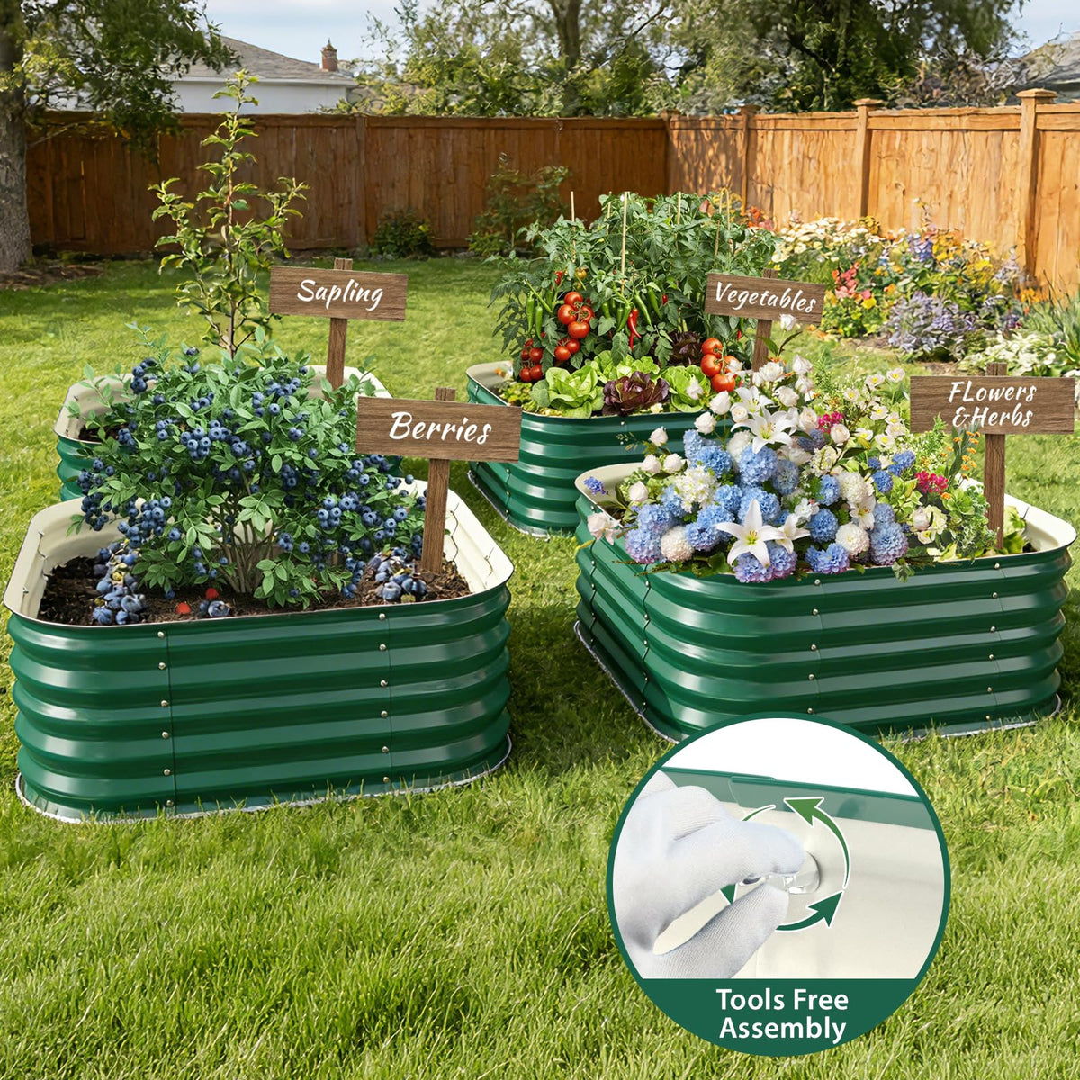 16.5" Deep Raised Garden Bed 2.3x2.3 ft for Vegetables, Herbs & Flowers