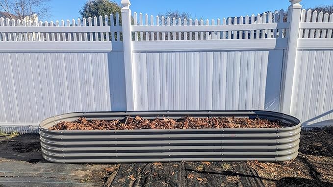 A ANLEOLIFE 6 Pcs 12X3X1.5 ft Oval Extra Large Galvanized Raised Garden Beds Outdoor for Planting Vegetables Flowers Herb, Quartz Grey