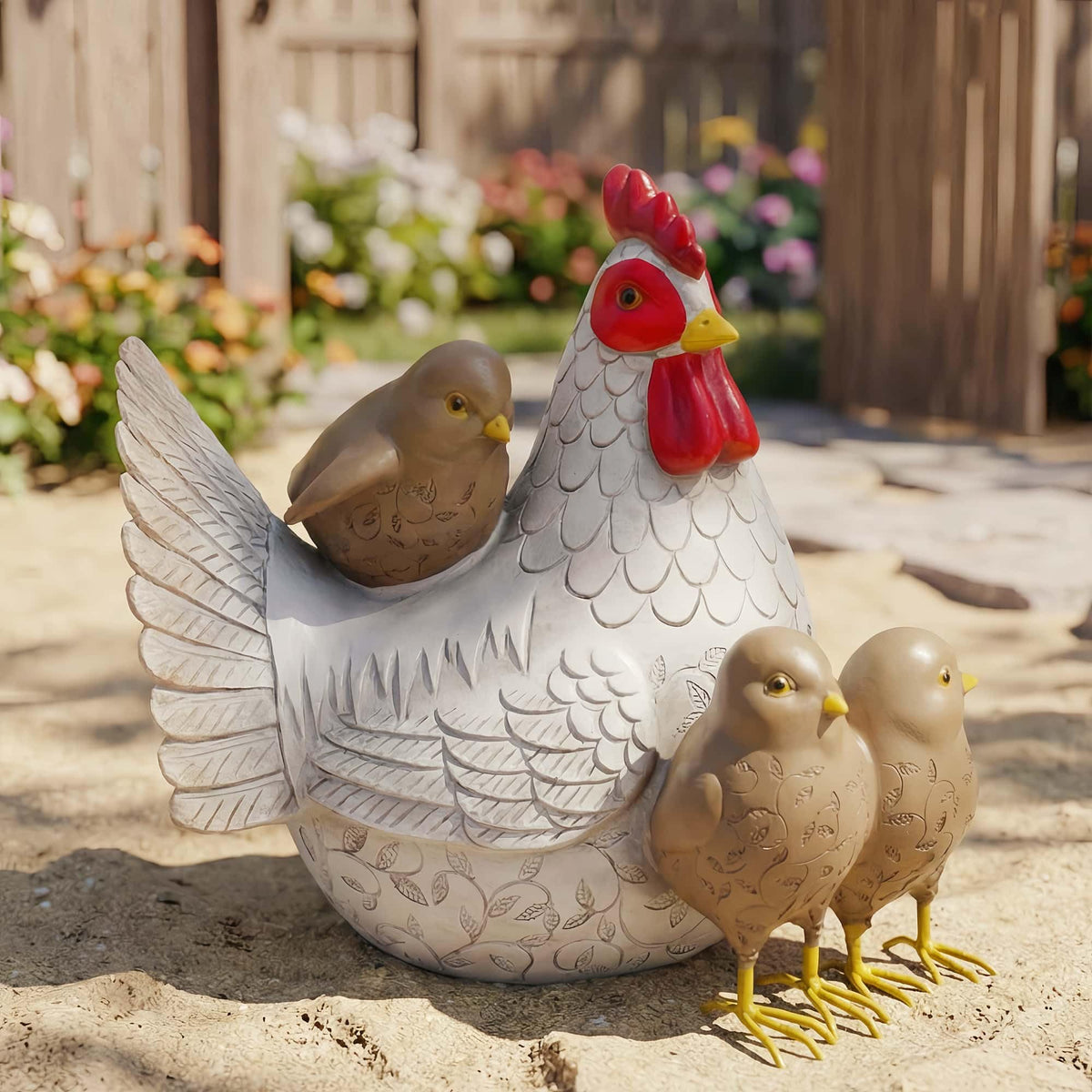 Euiroet Resin Animal Decorations Gifts, Rustic Garden Statues, Farmhouse Chicken Decor, Hen on Nest, Chicken Statue & Figurine for Garden, Patio & Home, Waterproof & Durable, Unique Outdoor Art