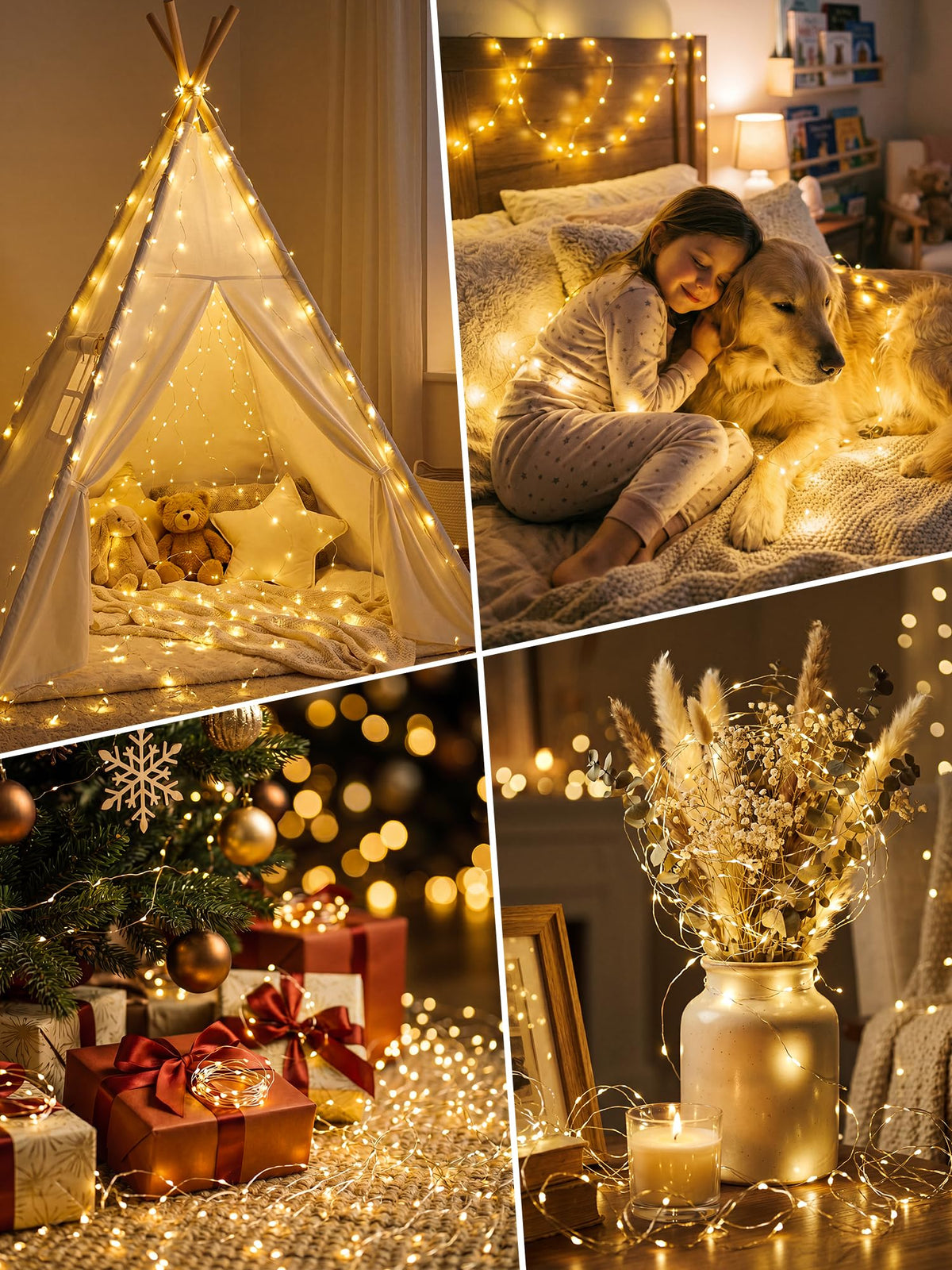btfarm 4 Pack Fairy Lights Battery Operated with Timer, Dimmable, 8 Mode