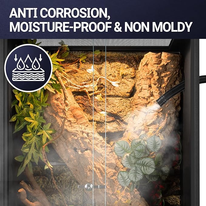 REPTIZOO 67 Gallon PVC Tall Reptile Tank, 24 x18x36 inch Large Reptile Terrarium for Gecko Lizard Chameleon Frog Snake, Enclosure Habitat with Sliding Door & Top Screen Ventilation