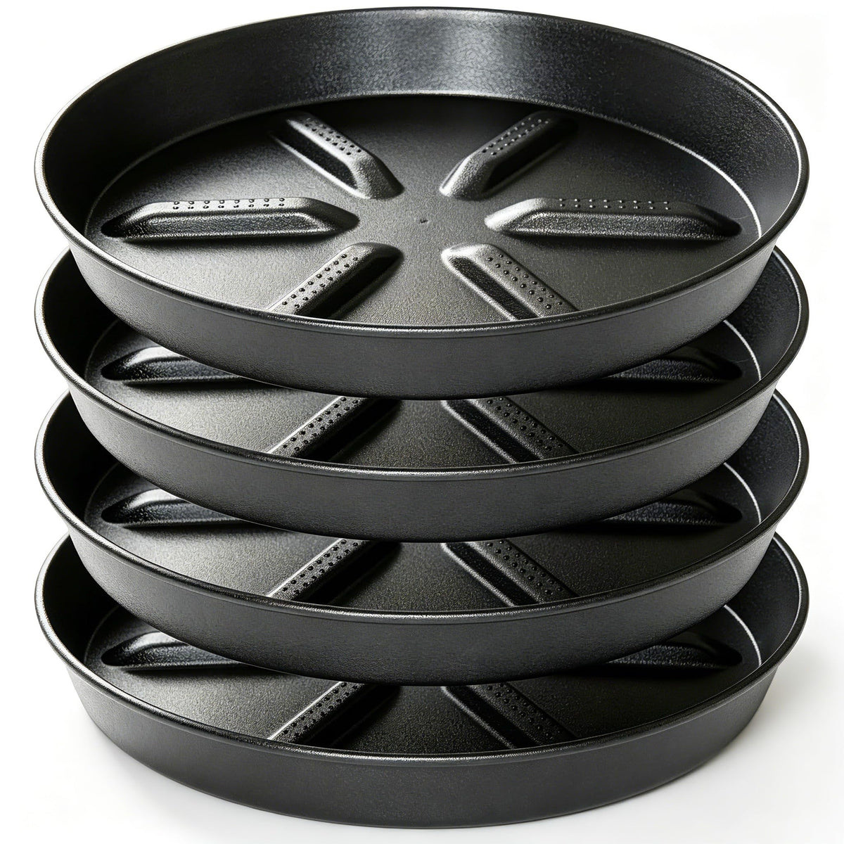 NIMYAU Plant Saucer 6 Inch 4 Pack,Thick Plastic with Raised Center Design Plant Saucers 8 10 12 14 17, Superior Drainage Drip Tray for Indoor Outdoor Planters (6 inch)