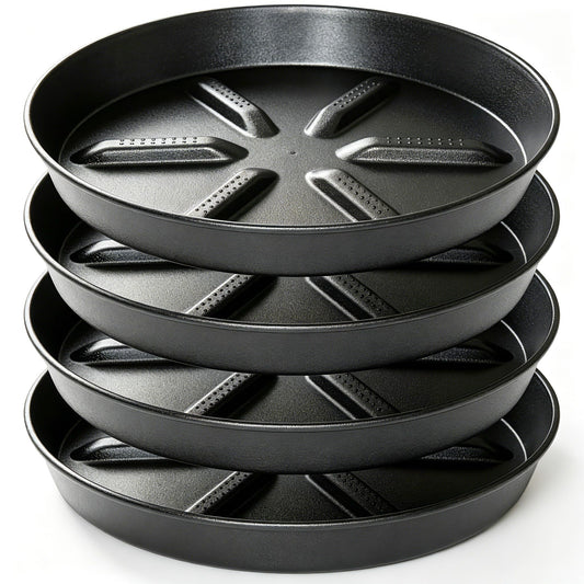 NIMYAU Plant Saucer 6 Inch 4 Pack,Thick Plastic with Raised Center Design Plant Saucers 8 10 12 14 17, Superior Drainage Drip Tray for Indoor Outdoor Planters (6 inch)