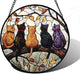 Stained Glass Window Hanging - 5 Cats on a Branch Suncatcher for Window Doors Home Decoration and Christmas, Mother's Day Father's Day Birthday Gifts for Women, Men, and Mom 9.8x9.8 in
