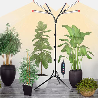 Orchbloom 6-Head Grow Light with Stand and Timer, 54 Watt Power Home Plug LED Grow Lights for Indoor Plants for Tall Houseplants, Bonsai Tree, Seed Starting, 24"-64" Adjustable Height