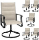Patio Swivel Chairs Set of 6, Outdoor Dining Chairs with High Back, 360° Swivel Rocker Chair in All-Weather Padded Textilene & Metal Frame for Garden, Porch, Backyard, Balcony(Padded Beige)