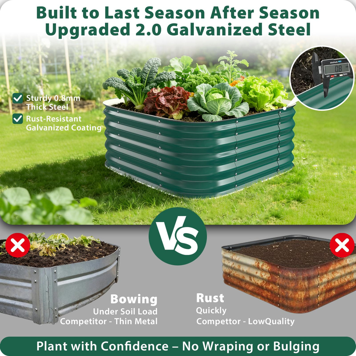 16.5" Deep Raised Garden Bed 2.3x2.3 ft for Vegetables, Herbs & Flowers