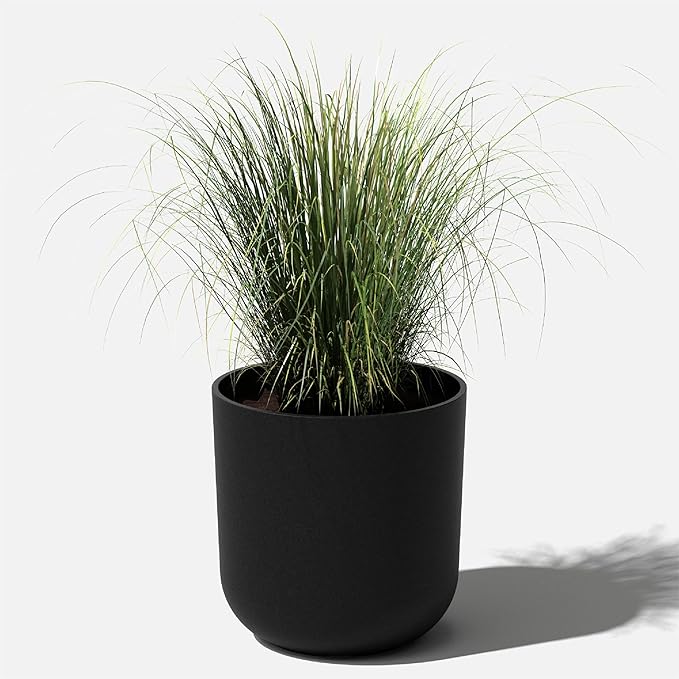 Veradek Round Black Plastic Planter Pots for Indoor/Outdoor Garden Use, with Drainage Holes, Suitable for Small to Large Succulent Plants, Flowers, Modern Interior Plants