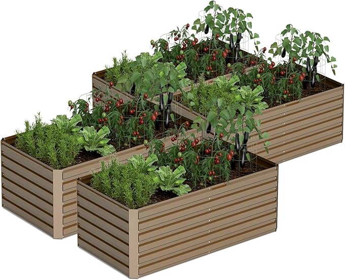 6x3x2 ft Raised Garden Bed, Large Metal Planter Raised Beds, Planters for Outdoor Plants for Vegetables, Flowers, Herbs, Fruits, and Succulents.(4 Pcs)