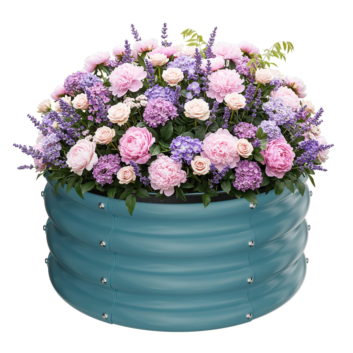ZXZYHFTY Round Raised Garden Bed Set, 1 Pack, 2 x 2 x 1 Ft, Blue