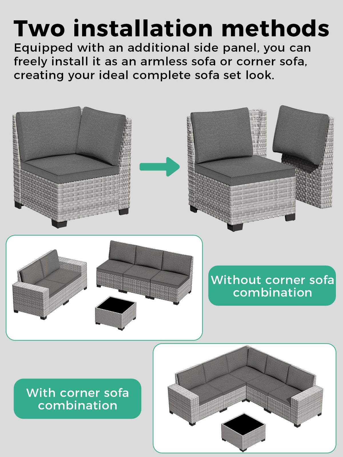 7 Piece Outdoor Wicker Patio Furniture Set with Fire Pit Table