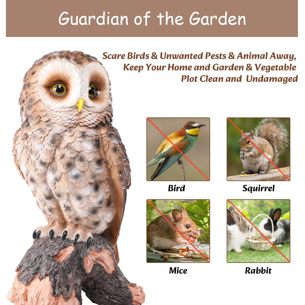 Owl Statue Outdoor, Resin Owl Garden Statues Owls Figurines Yard Decoration