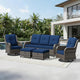 Joyside 5 Piece Wicker Patio Furniture Set, Outdoor Swivel Rocker Patio Chairs with High Back, Deep Seating, Wide Armrest, Thickened Cushions, Outdoor Furniture for Deck, Porch Use