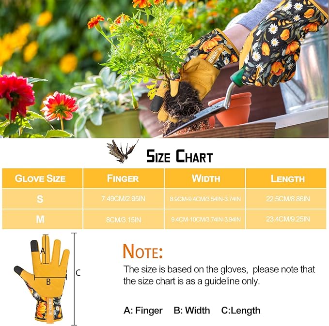 Leather-Gardening-Gloves for Women,Thorn-Proof Work-Gloves for Weeding,Digging,Planting,Pruning Yard garden Gloves