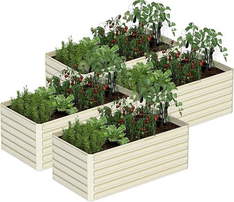 6x3x2 ft Raised Garden Bed, Large Metal Planter Raised Beds, Planters for Outdoor Plants for Vegetables, Flowers, Herbs, Fruits, and Succulents.(4 Pcs, Yellow)