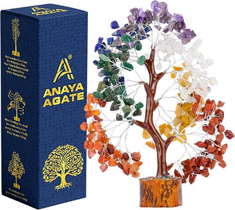ANAYA AGATE 7 Chakra Crystal Tree Birthday Gifts for Women Healing Crystal Tree of Life Sister Birthday Gifts Room & Home Decor Gift for Mom Her Positive Energy New House Warming Gift Women Unique