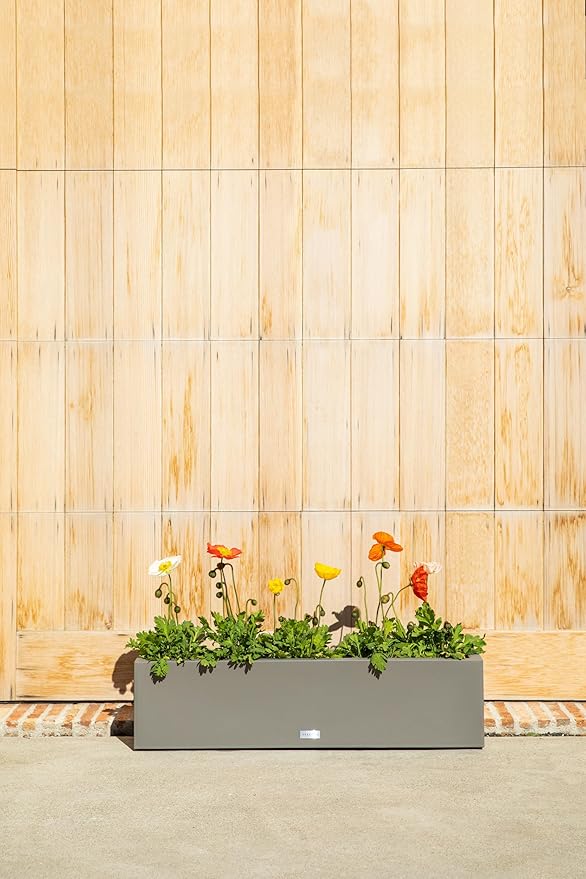 Veradek Block Series Window Box Planter - Rectangular Flower Pot for Indoor or Outdoor Window Sill/Balcony | All-Weather Use with Drainage Holes | Modern Décor for Succulents, Herbs, Small Plants