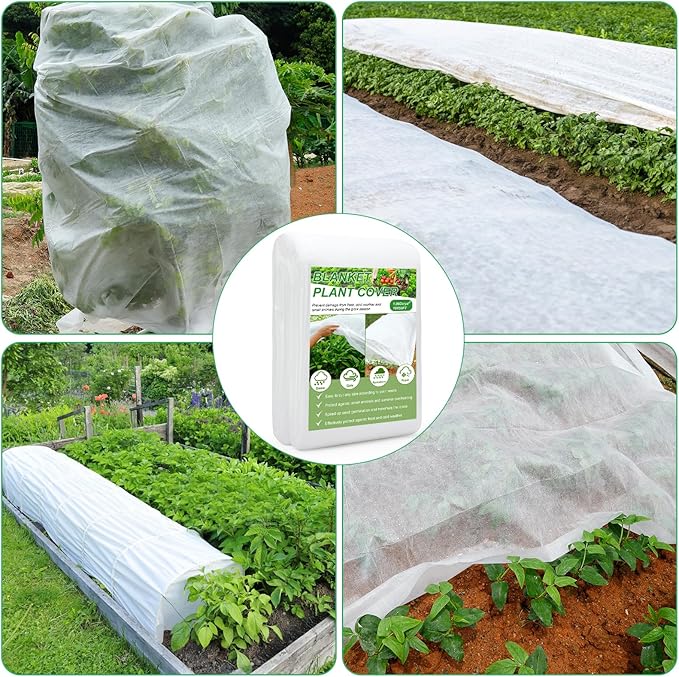 YDSL Plant Covers Freeze Protection 10FT×50FT, 1.06 oz/yd² Floating Row Covers for Garden Beds Pest/Sun Protection, Frost Cloths for Outdoor Plants for Vegetables Flowers Fruits Winter Protection