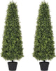 Azoco 4ft Artificial Boxwood Topiary Trees (Set of 2) - UV Resistant Faux Plants Outdoor, Realistic 48in Fake Potted Bushes and Shrubs for Front Porch, Planter, Patio - Low Maintenance & Evergreen