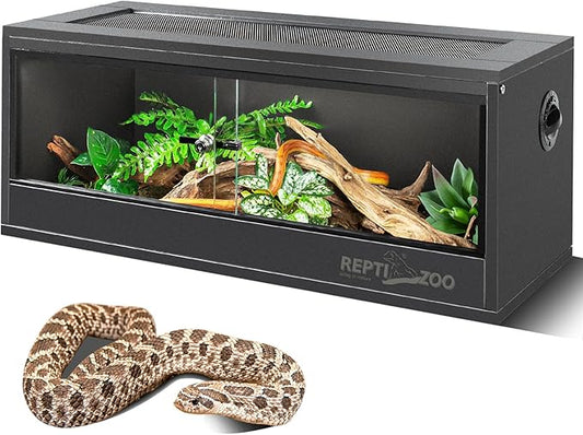 REPTI ZOO 20 Gallon PVC Reptile Tank, 30x12x12 inch Reptile Terrarium for Crested Gecko Frog Lizard Snake Turtle Hermit Crab, Leopard Gecko Enclosure with Sliding Door & Screen Ventilation