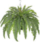 Hollyone 33" Artificial Boston Fern Hanging Basket Large 39 Leaves Fake Ferns in Rattan Pot Greenery Plants for Outdoors & Indoor Faux Fern Bush Basket Plant Patio Garden Home Decor Dusty Green