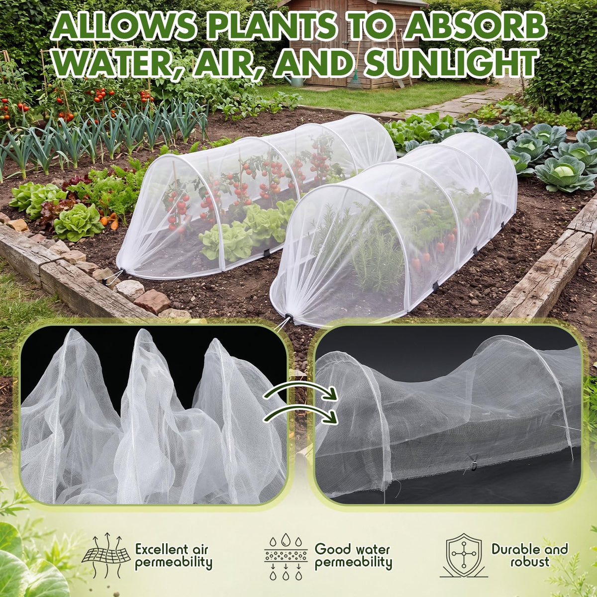 GliCraft 3 Pack Garden Bed Cover Row Accelerator Plants Cover,White,6.2ft