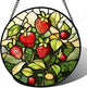 HWRHTR Stained Glass Window Hanging - Red Strawberry Suncatcher for Doors Window Home Green Plant Sun Catchers Decor Christmas Mother's Day Birthday Gifts for Teacher Women Men Mom Nana 6.3 in
