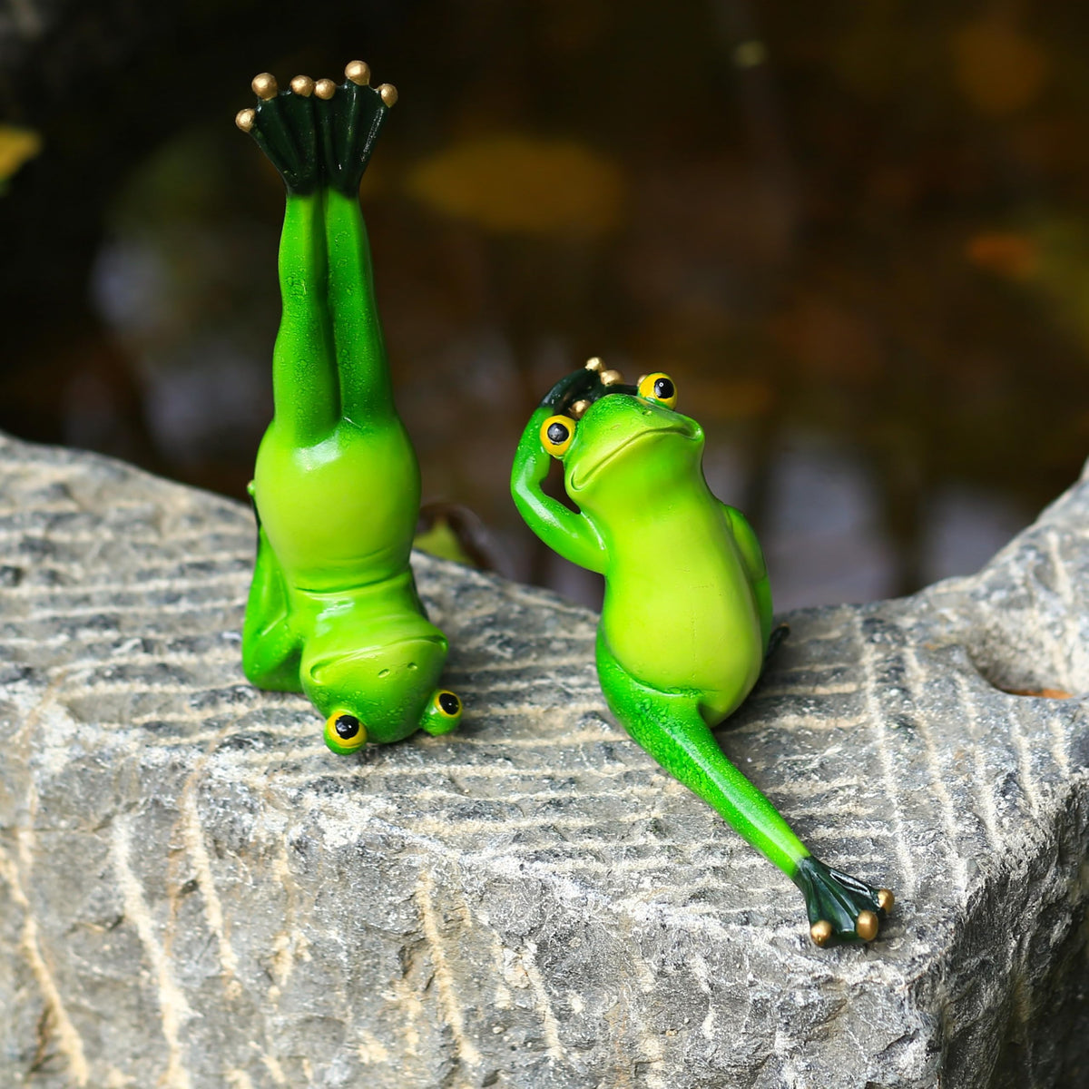 AshyAtom 6.7''(L) Yoga Frog Garden Statue Outdoor Decor