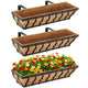 VOXOR Railing Planter Boxes, Heavy Duty Window Box Planters, Adjustable Balcony Planters for Railing Hanging, with Coco Liner for Deck, Porch, and Patio Gardening (3 Pack, 30 Inch)