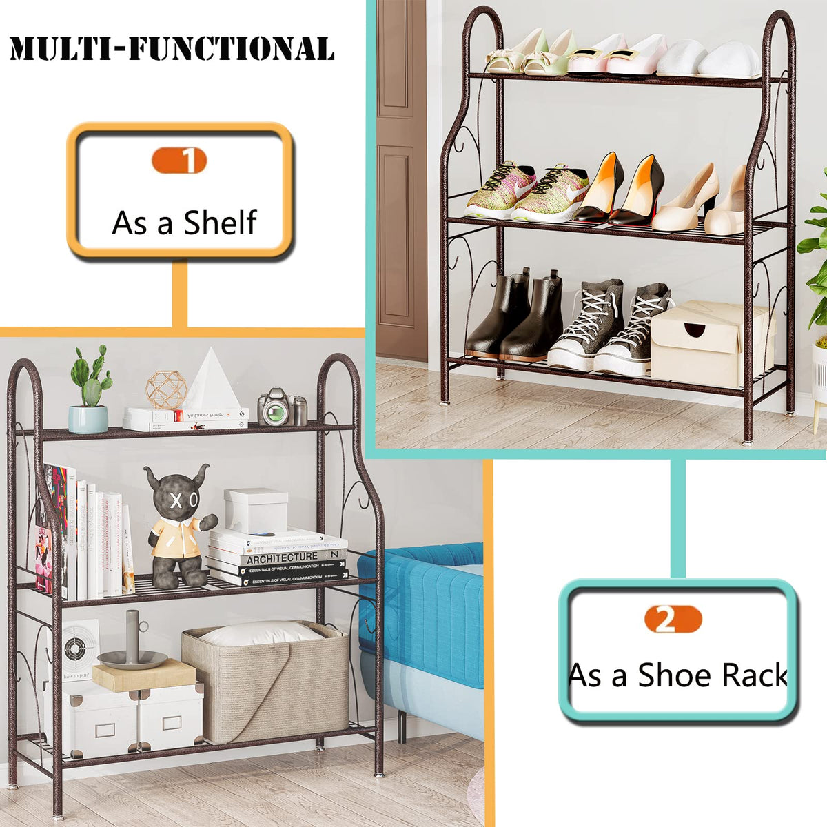SORCEDAS 3 Tier Metal Plant Stand Indoor Outdoor Corner Flower Shelf