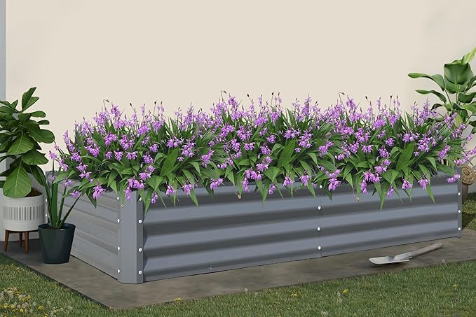 Domi Galvanized Raised Garden Bed, Outdoor Planter Garden Boxes Large Metal Planter Box for Gardening Vegetables Fruits Flowers, Dark Grey(6x3x1ft)