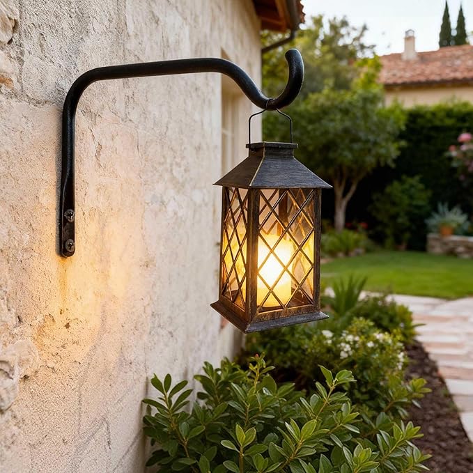 Lifyzoon Durable Plant Hangers Brackets: 2 Pack 12 Inch Outdoor Metal Hanging Plant Brackets - Rustproof Wall Hooks for Hanging Flower Basket Bird Feeders Wind Chimes and Lanterns