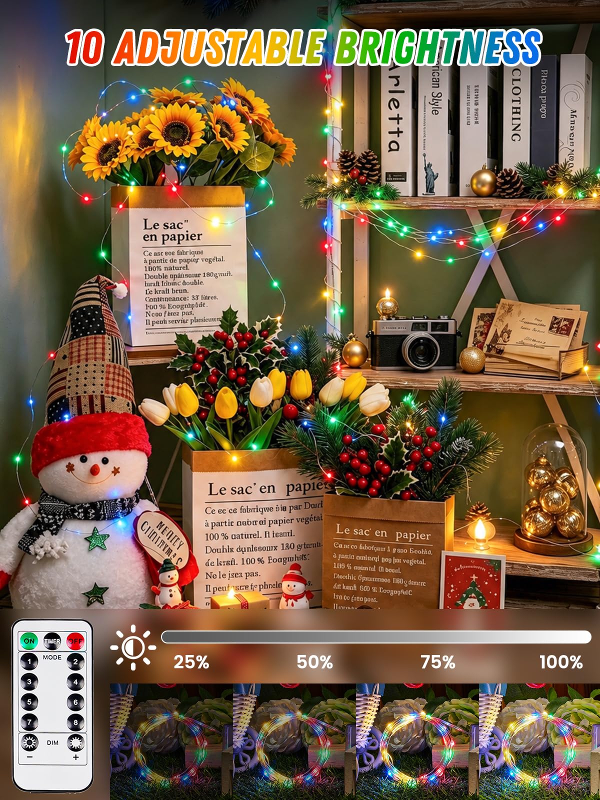 2 Pack 200 LED Fairy Lights Battery Operated with Remote, 66 FT Multicolor