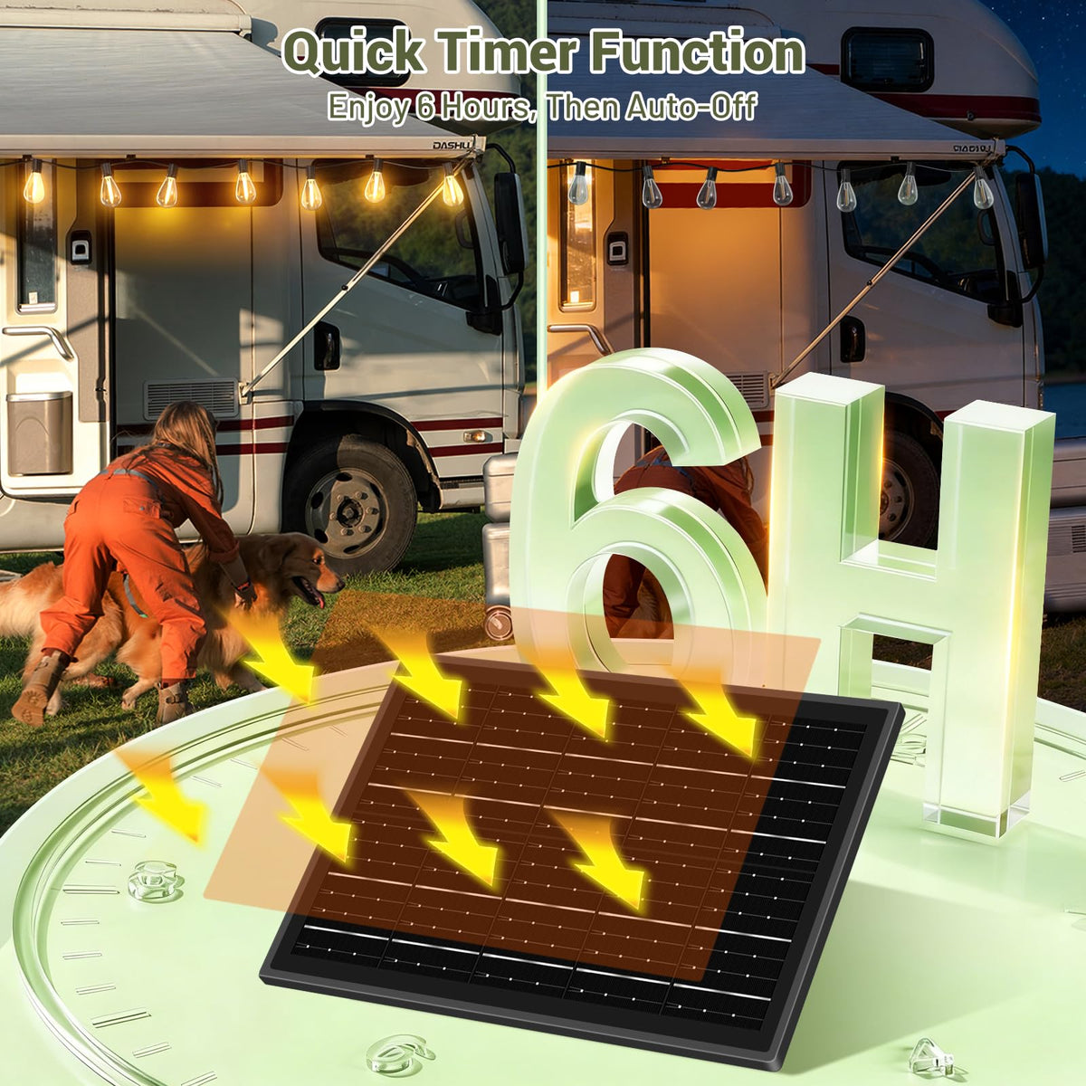 Amzrap 30FT Solar String Lights Waterproof, 10+1 LED Shatterproof Bulbs Solar Powered with Remote & USB Port, 3 Modes Dimmable Outdoor Lights for Patio, Garden, Camping