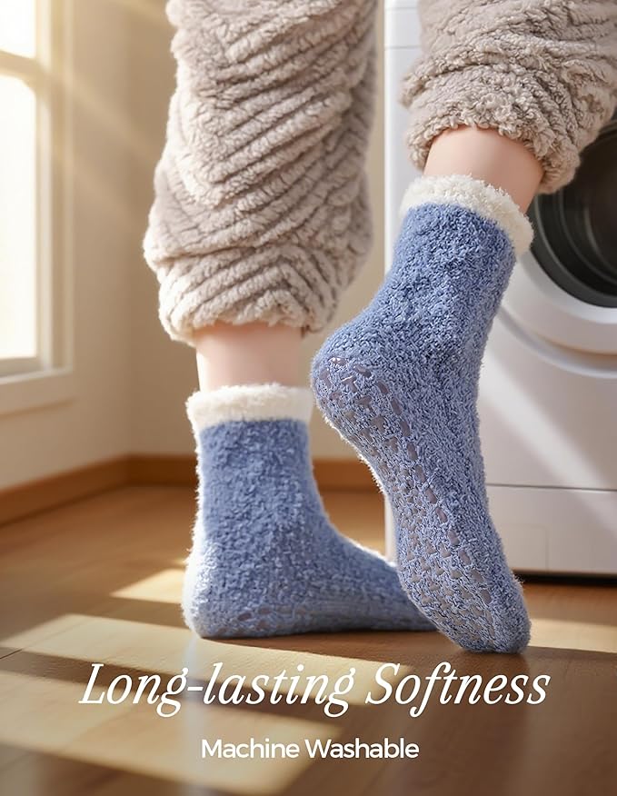 TEHOOK Warm & Cozy Valentines Gifts for Women, Fluffy Fuzzy Plush Sleeping Slipper Socks - Soft Warm Fabric