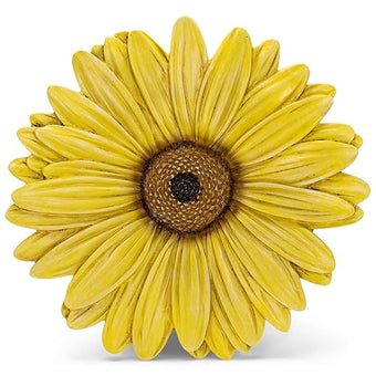 NAT & Jules Gerbera Daisy Flower Shaped Dimensional Indoor Outdoor 12 inch Cast Resin Decorative Garden Stepping Stone, Patio, Walkway Sculpture Yard Art, Yellow