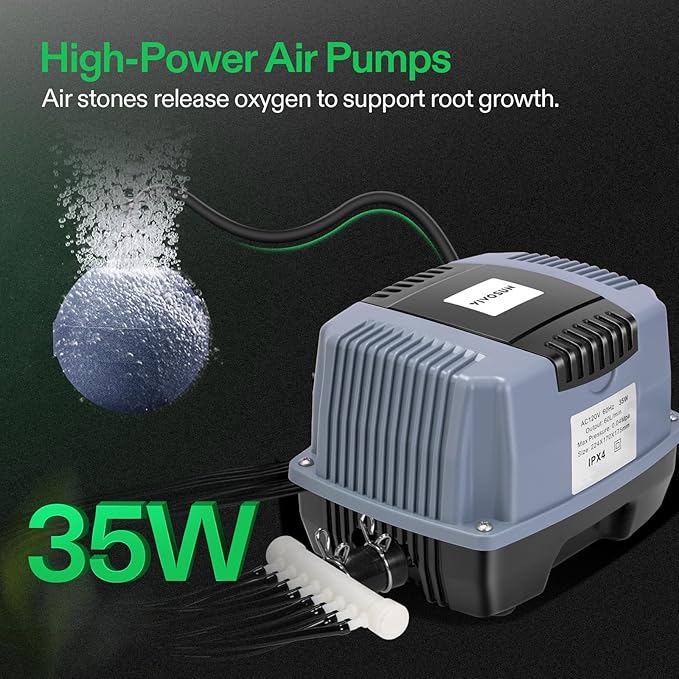 VIVOSUN DWC Hydroponics Grow System with Top Drip Kit, 5-Gallon Deep Water Culture, Recirculating Drip Garden System with Multi-Purpose Air Hose, Air Pump, and Air Stone (8 Buckets + Top Drip Kit)