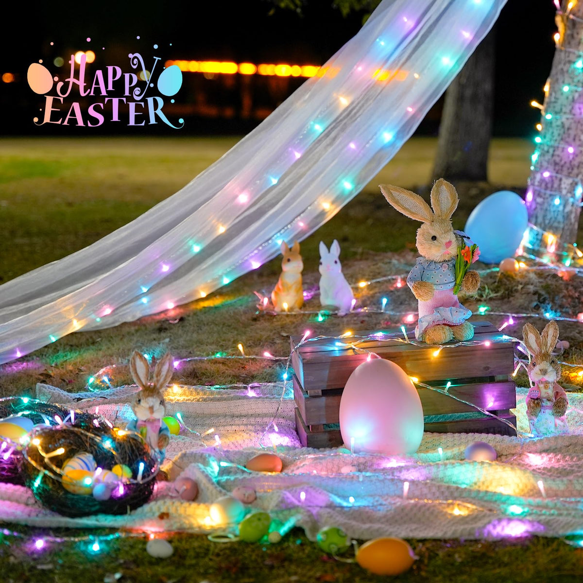JMEXSUSS 400 LED Easter Lights Indoor Outdoor, 132FT Easter String Lights