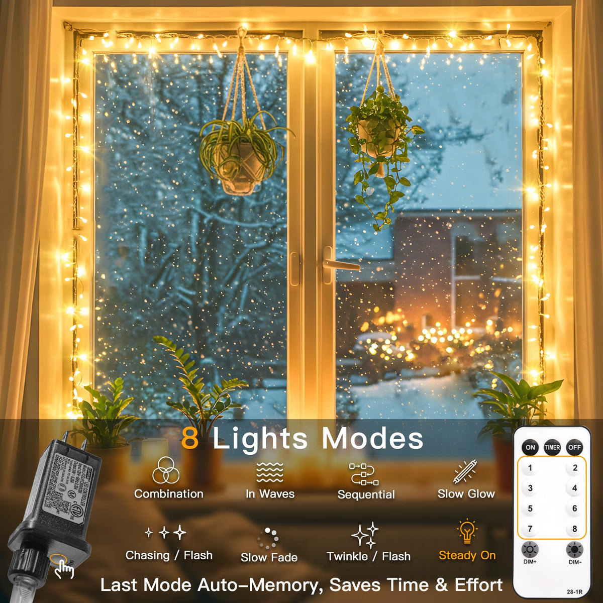 suddus String Lights Indoor Plug in 100 LED Christmas Lights Warm White