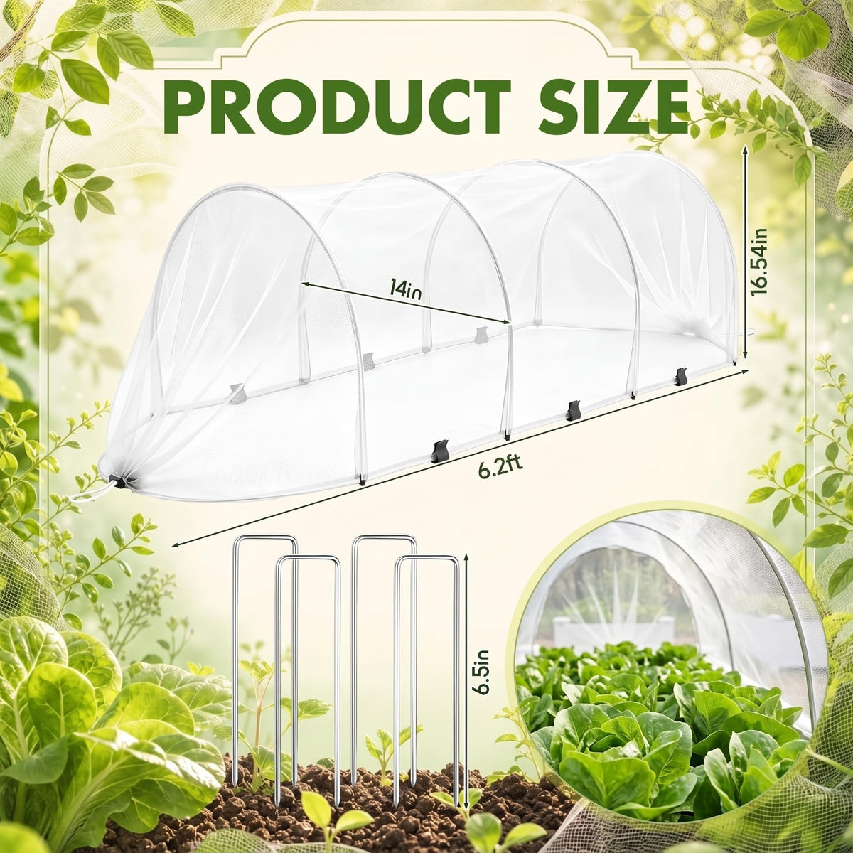 GliCraft 3 Pack Garden Bed Cover Row Accelerator Plants Cover,White,6.2ft