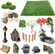 Cayway 26 PCS Outdoor Fairy Garden Miniatures Mini Zen Garden Accessories, Artificial Grass, Model Trees, Terrarium Ornaments, Dollhouse Supplies, Bonsai Decorative Craft Tools Kit