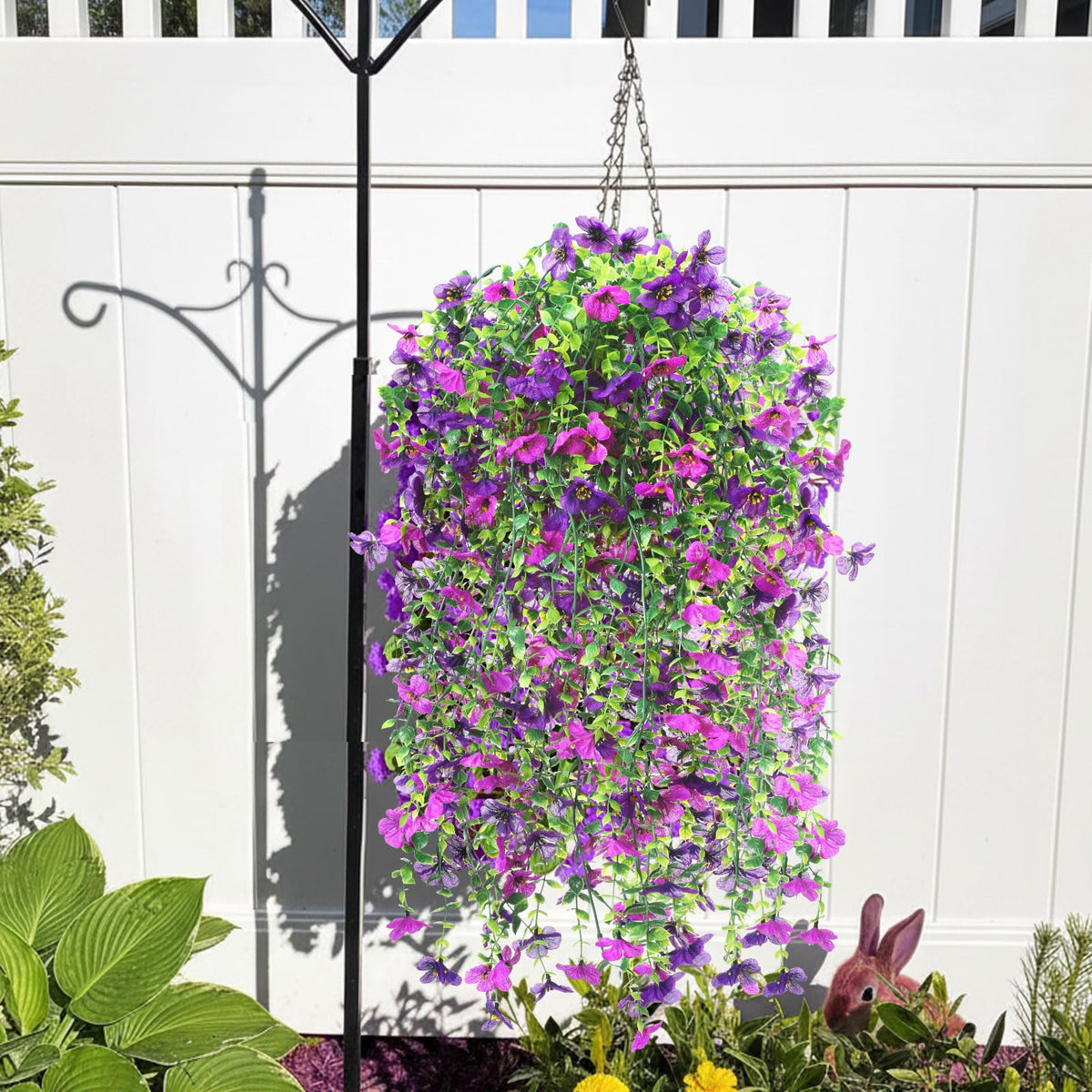 FineCheer 6 Pcs Fall Artificial Hanging Flowers Outdoor, Purple