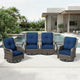 Joyside 6 Piece Wicker Patio Furniture Set, Outdoor Swivel Rocker Patio Chairs with High Back, Deep Seating, Wide Armrest, Thickened Cushions, Outdoor Furniture for Deck, Porch Use